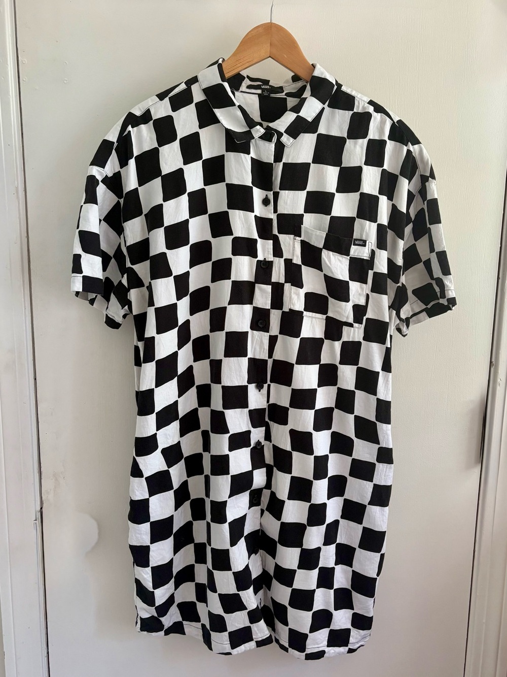 Vans Black & White Checkerboard Short-Sleeve Button dress